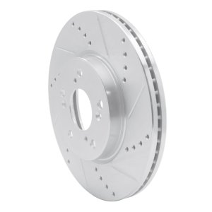 Honda Accord Brake Rotor (1) - Front Right - R1 Concepts - Drilled & Slotted - Silver - `13-`25